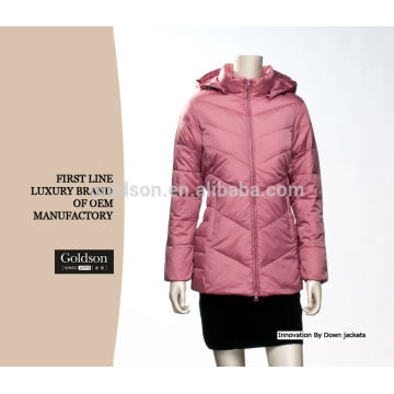 Pink Goose Down Parka senhoras American Design Winter Style With Hood 2017